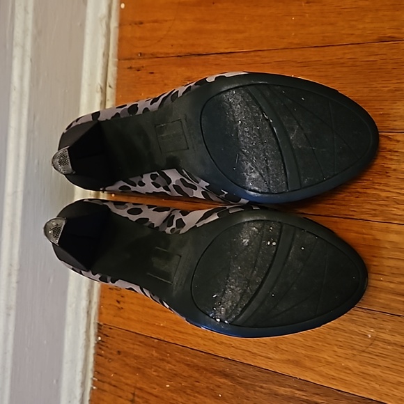 Christian Siriano for Payless black & gray leopard satin platform pumps size 8 - Picture 12 of 16